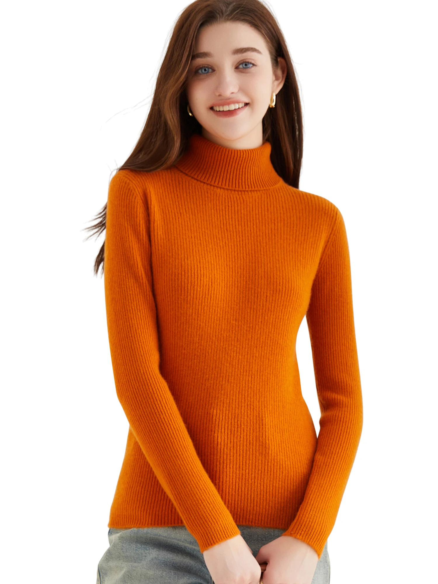 Turtleneck Sweaters Cashmere Sweater Women 100% Cashmere Ladies Tops 2023 Long Sleeve Knitwears Wool Knit Pullover Women Clothes