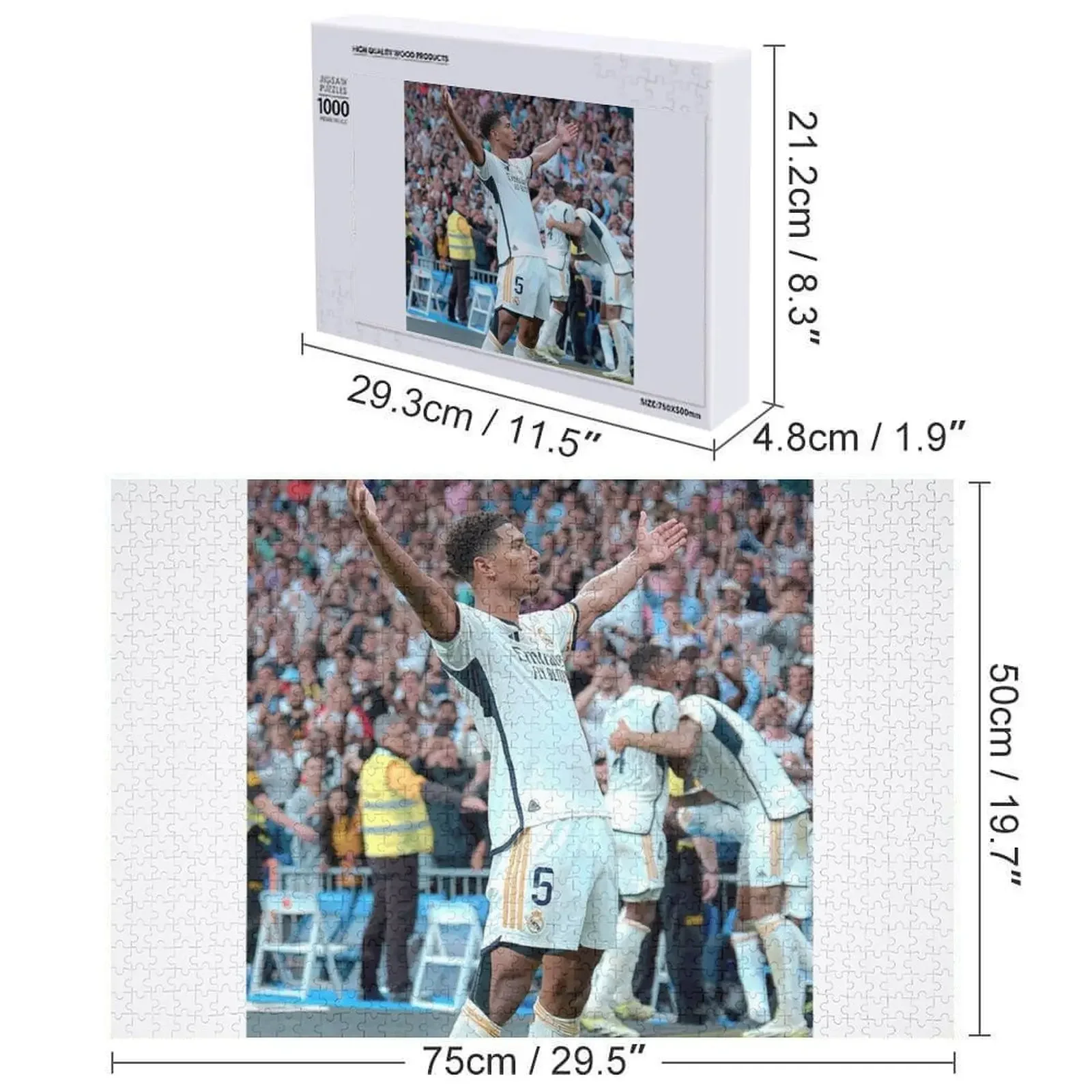 Bellinghamm-Puzzle personnalisé avec nom, image personnalisée, décor en bois, personnalisé