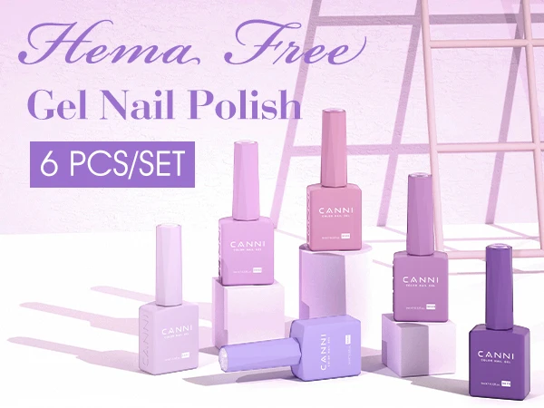 Verbessertes HEMA FREE CANNI Nagelgel-Nagellack-Set, hellviolette Kollektion, geleerosa, natürliches französisches Nageldesign, Soak Off UV-LED-Nägel – Detail 6