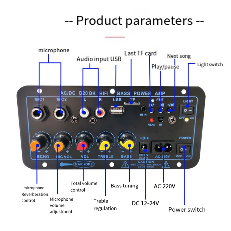 Bluetooth Amplifier Board Hifi Bass Amplifier Subwoofer Audio Karaoke Amplifier Board Speaker Motherboard Easy Install (US Plug)