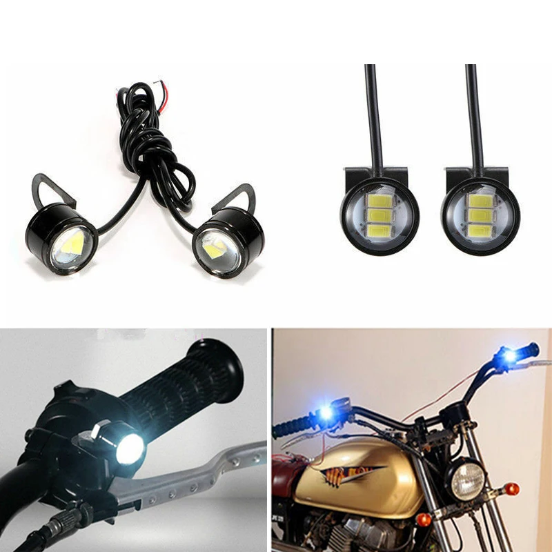A20K-2 Pcs LED Motorcycle Headlight Spotlight Driving Daytime Running Light Lamp