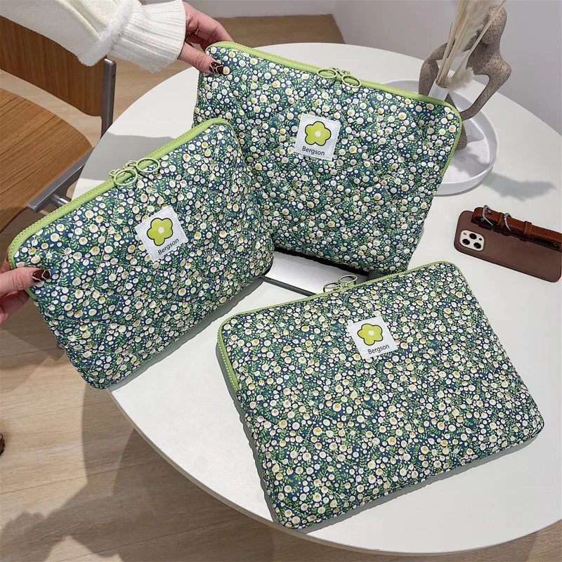 Ins Flower Pattern Cute Tablet Bag For Ipad Air6 Pro11 10.9 10.5 Mabook Dell Samsung 13.3 13.6 14 15 15.6 16 Inch Laptop Sleeve