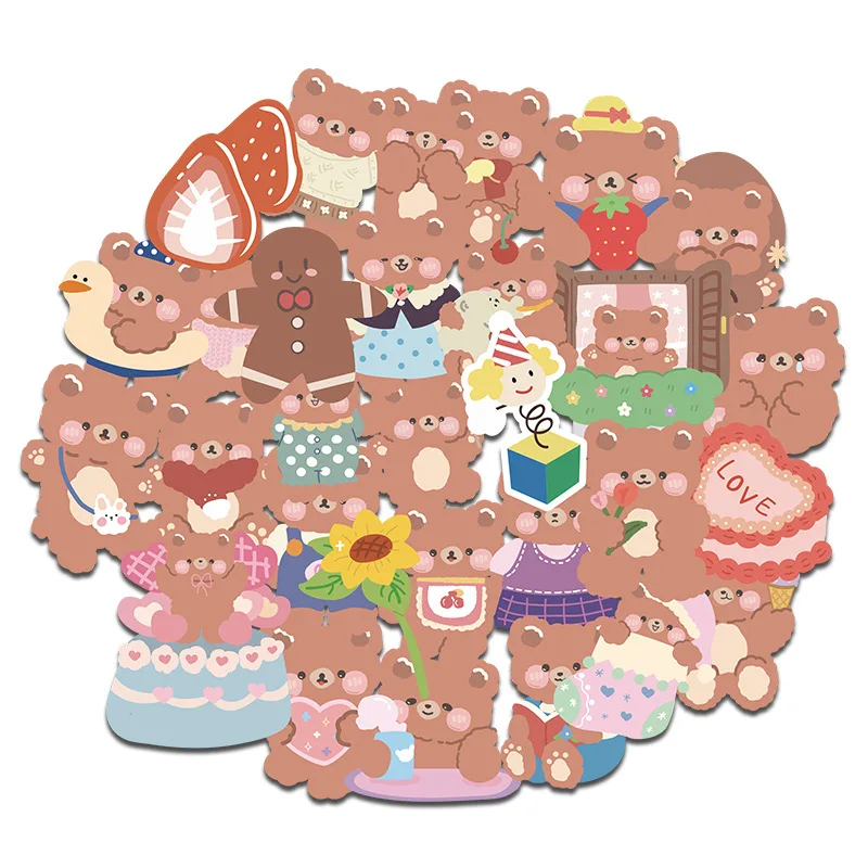 30pcs/Pack Strawberry Bear Stickers Laptop Bicycle Guitar Skateboard Sticker Kid DIY Graffiti Waterproof stickers Toy