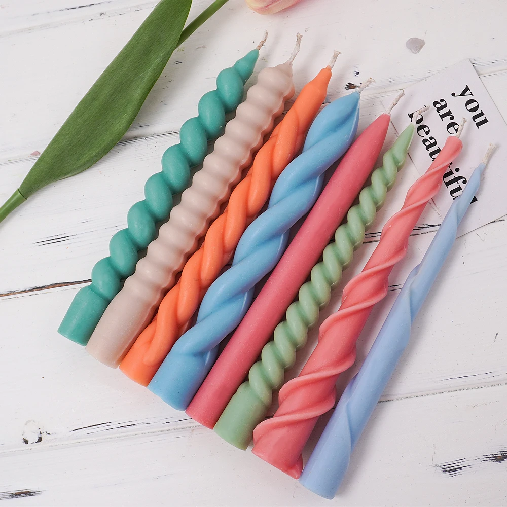 Geometry Candle Silicone Mold DIY Long Rod Spiral Twist Shape Candles Making Supplies Resin Soap Chocolate Molds Home Craft Deco