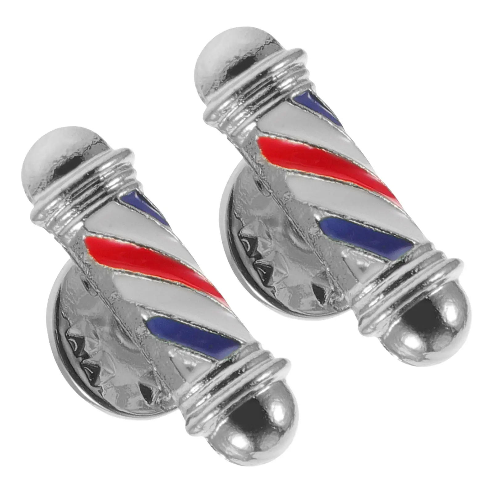 2Pcs Vintage Barber Lapel Pin Brooch Turning Light Design Silver Alloy Hairdresser Jewelry Brooch Pin Barbershop Decor