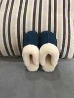 Natural shearing fur slippers Australian sheepskin and fur integrated slippers for men and women's home, large size anti slip - Image 3
