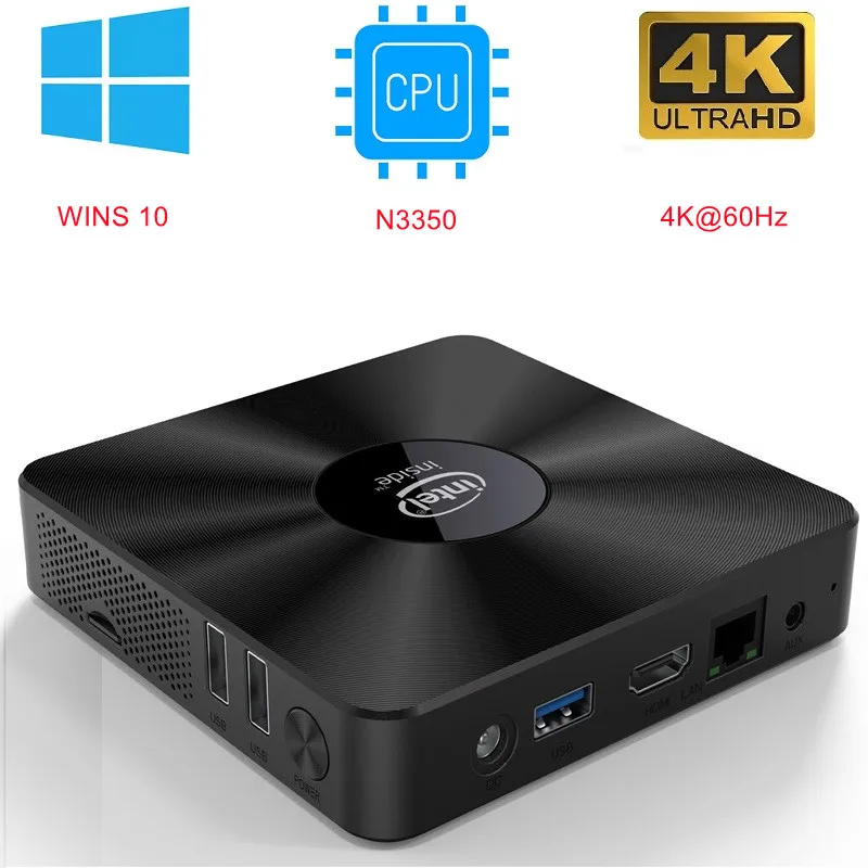 SZBOX T92C MINI PC CPU N3350 WINS 10 8GB DDR3 64GB EMMC WIFI BT RJ45 1000M Lan Desk Office Mini Pc