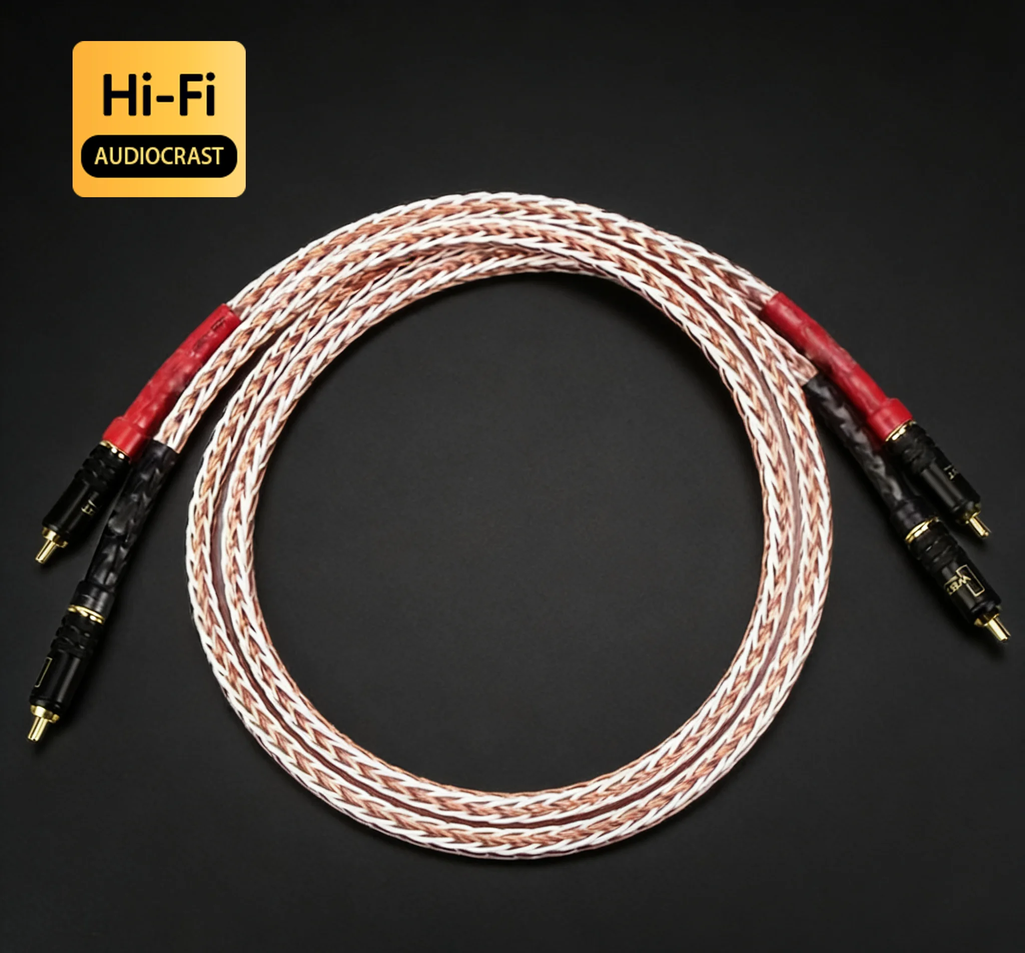 High Quality 8TC 7N OCC Pure copper RCA Cable Hi-end CD Amplifier Interconnect 2RCA to 2RCA Male Audio Cable