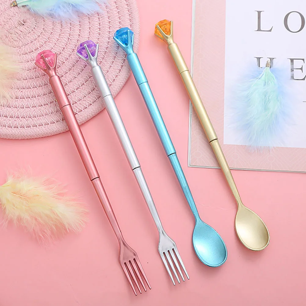 

12Pcs Diamond Tableware Designed Creative Gel Pens Liquid Ink Water Resistant Suitable for Office School Use Gel Pen