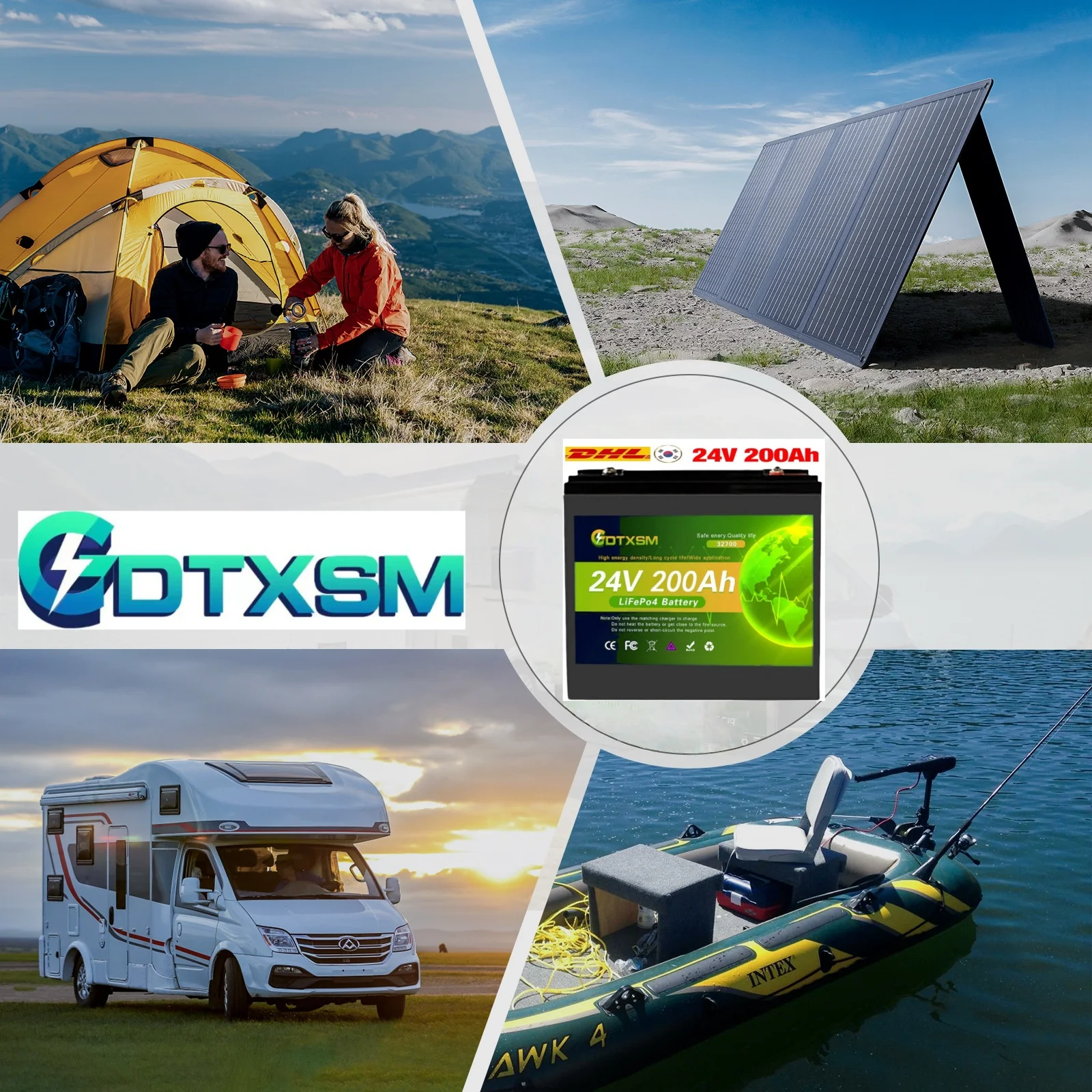 LiFePO4 24V 100Ah battery BMS 8000+ cycle solar RV golf cart off-grid solar power generation system battery pack.