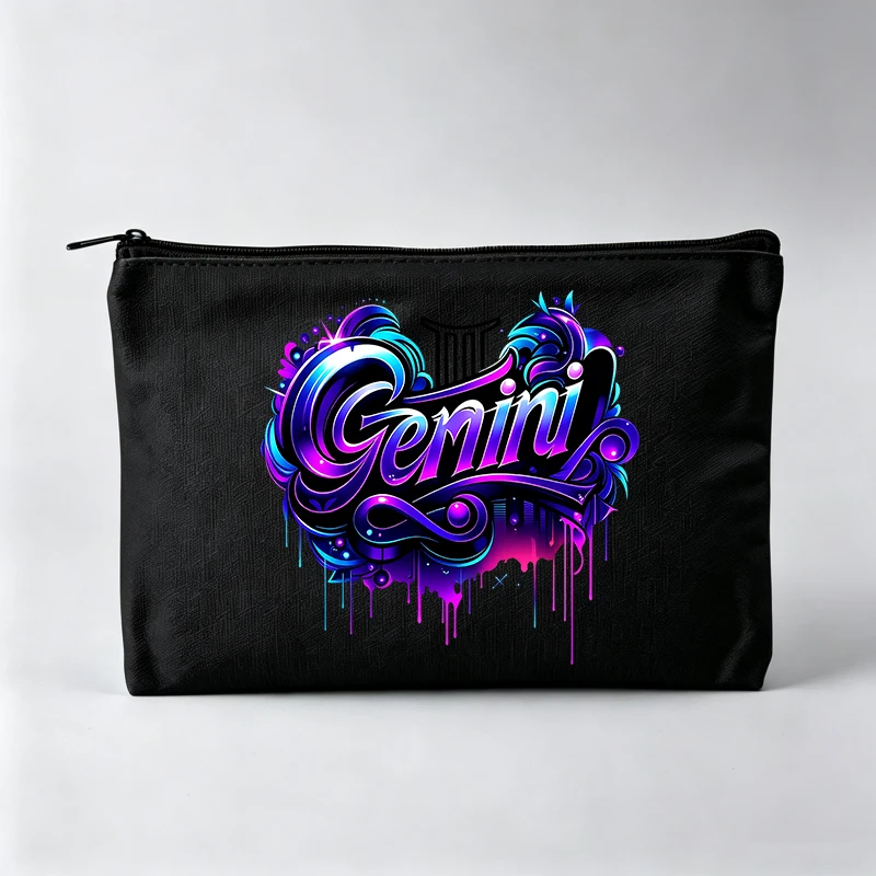 Women's Heart Graphic Makeup Bag with Typography Print, Urban Style Cosmetic Pouch for Daily Use