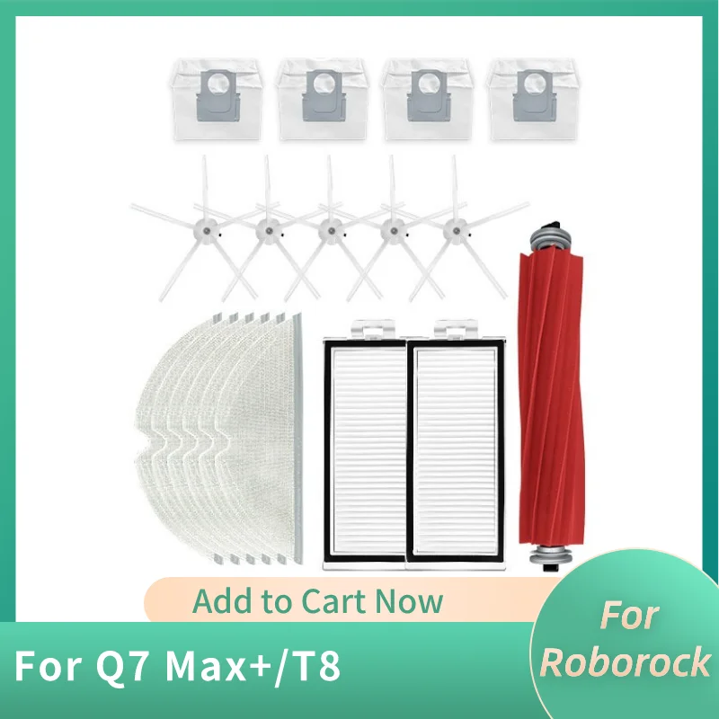 Suitable for Roborock Sweeping Robot T8 Accessories Q7 Max+ Main Brush Filter Edge Brush Cloth Dust Bag