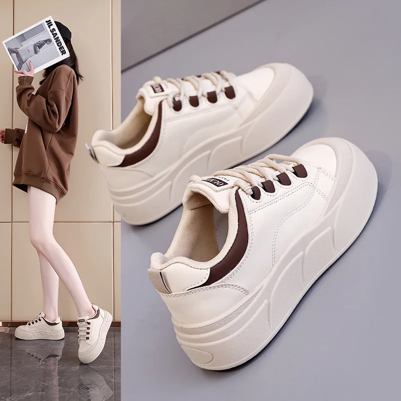 

Ladies Vulcanized Shoes Fashionable Thick Sole Comfortable New Style Casual Student Soft Sole Sports and Leisure Board Shoes