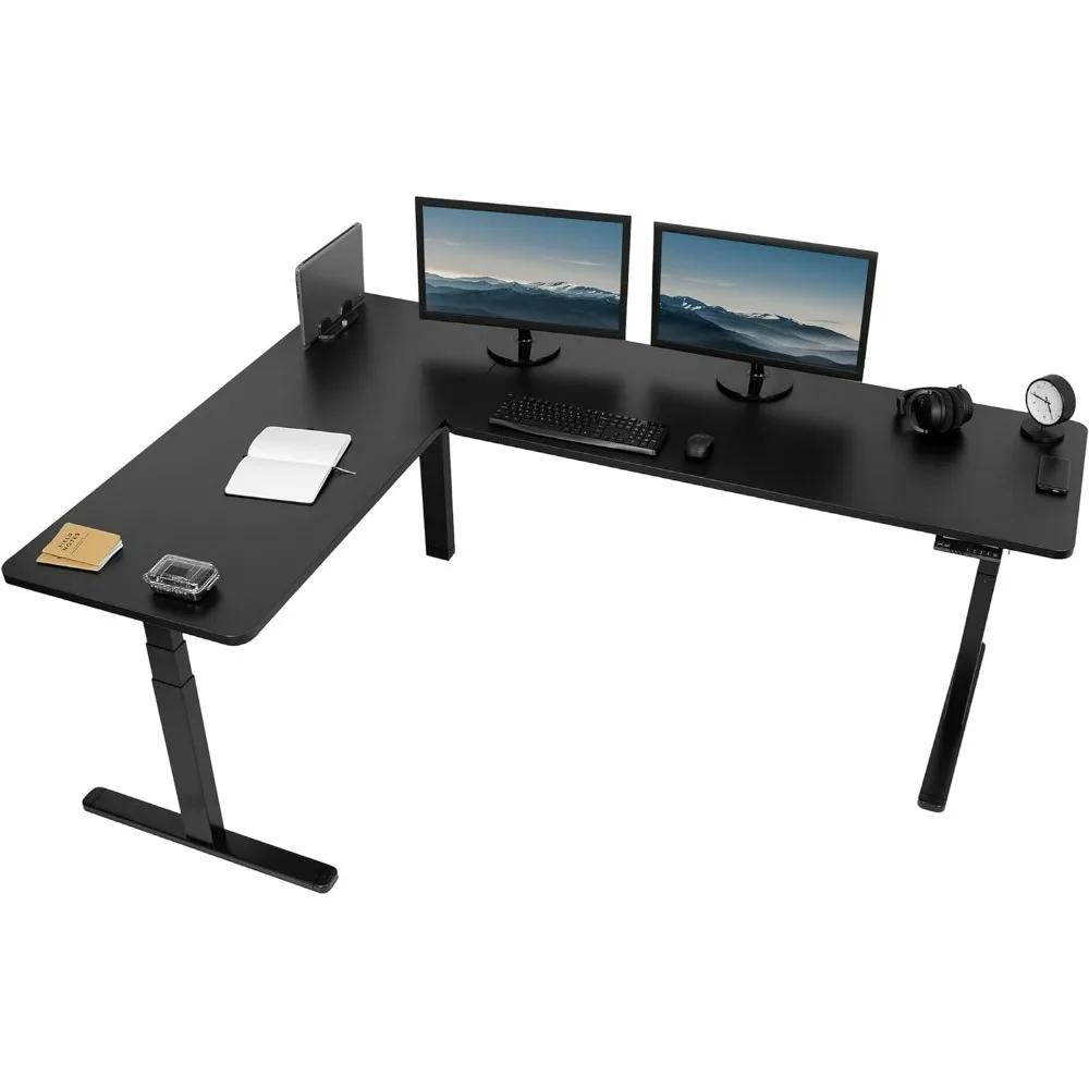 

Electric Height Adjustable 83 X 60 Inch Corner Stand Up Desk Study Table Memory Controller 2 Black Solid Table Tops Office Desks