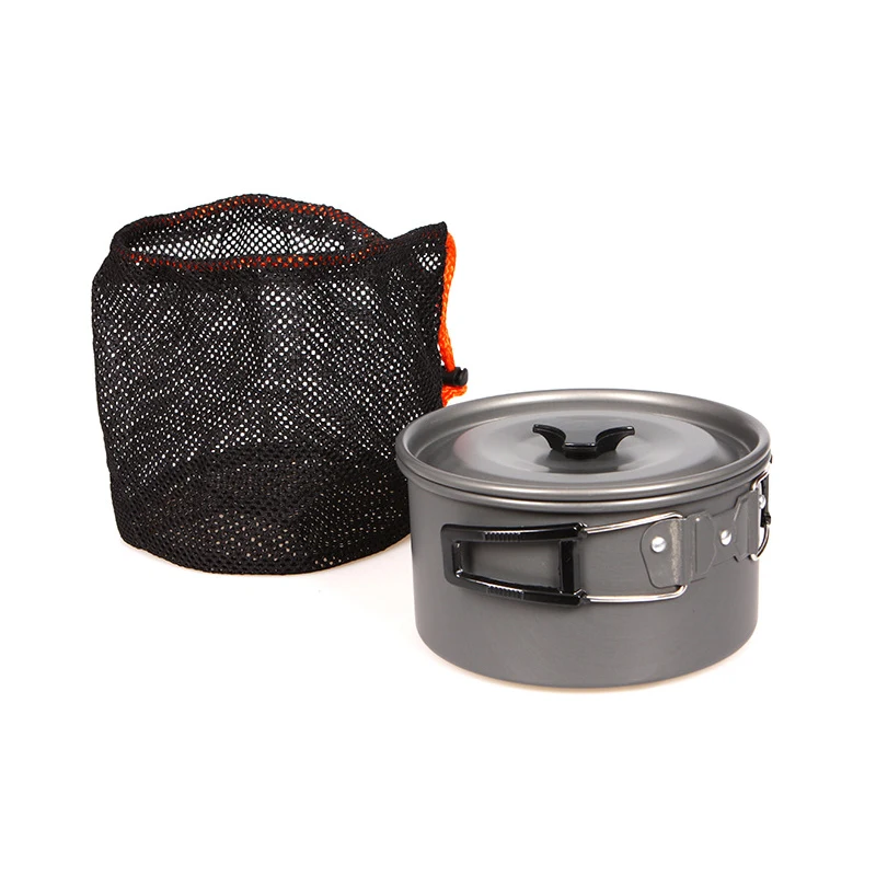 Aluminum Alloy Outdoor Camping Pot Camping Cookware Picnic Dishes Portable Single Pan Pot Outdoor Tableware Hiking