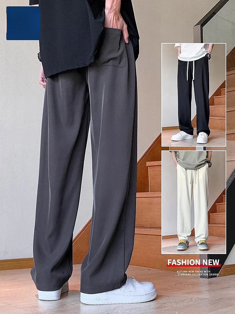 

American Style Casual Pants Men's Spring Autumn Loose Straight Leg Knife Pants Summer Drape Wide Leg Long Pants