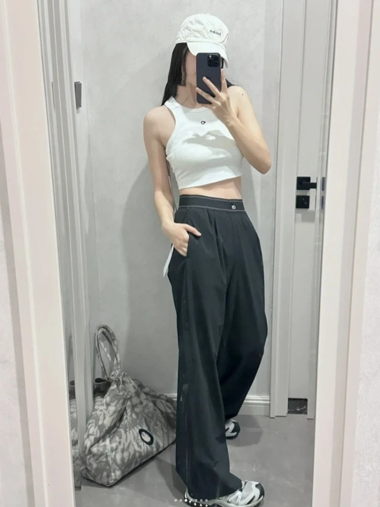 

elegant Fashion Sweatpants High Waist Yoga Straight Sports Pants Women Black Women Wide Leg Pants Fitness Pilates Casual Pants