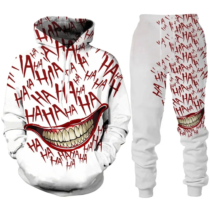 3D Printed Hoodie & Pants Set Hip Hop Man/woman Personality Streetwear Interesting Trends HAHAHA Big Mouth Pattern Tracksuit Set