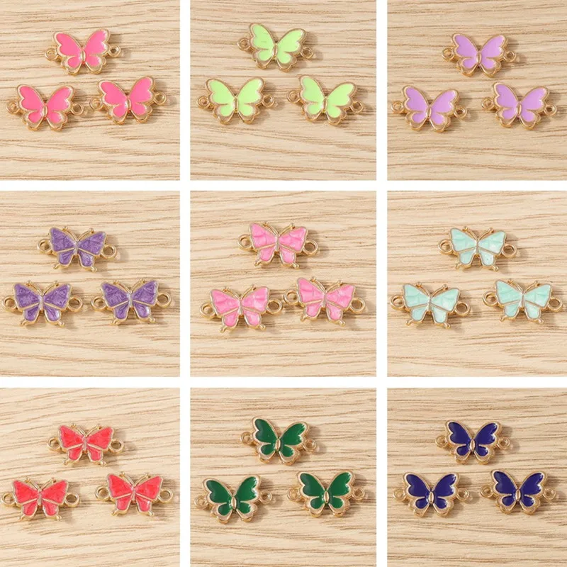 

10pcs Cute Mini Enamel Flying Butterfly Charms Connectors for Jewelry Making DIY Handmade Bracelets Necklaces Crafts Accessories