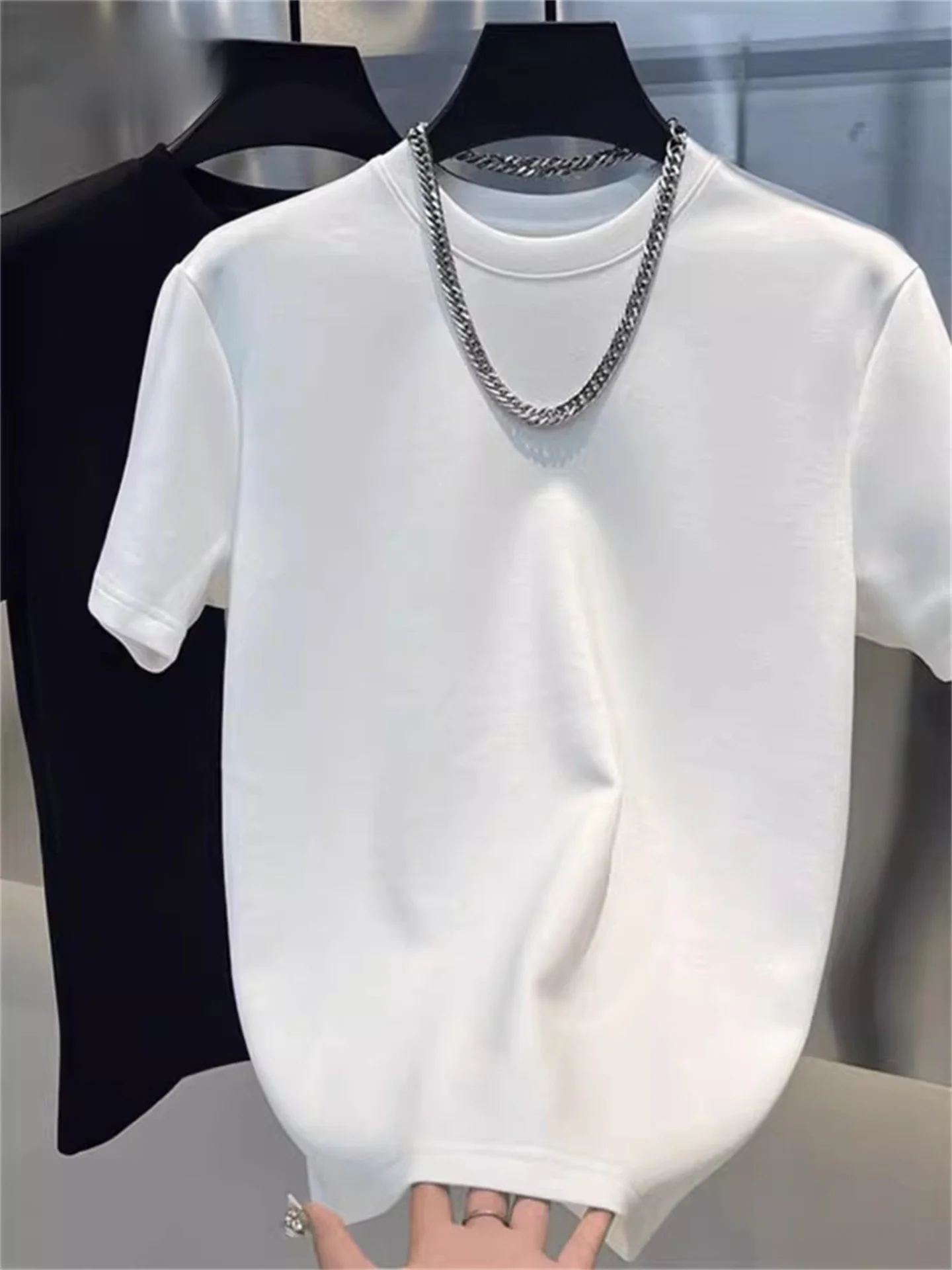 

White Heavyweight Pure Cotton ort Sve T-irt Men's 2026 New Spring Summer Casual Fitn round Ne f Sve Trendy