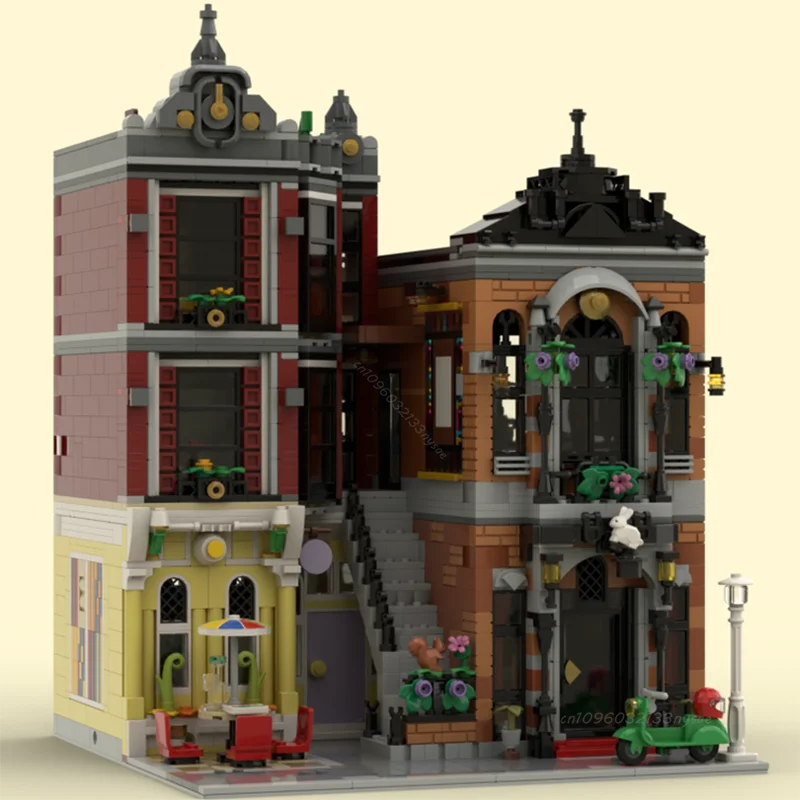 NEW MOC 다운타운 매직 샵 모듈러 스트리트 뷰 모델 빌딩 블록 DIY 건축 벽돌 어린이 장난감 크리스마스 선물 10312-B