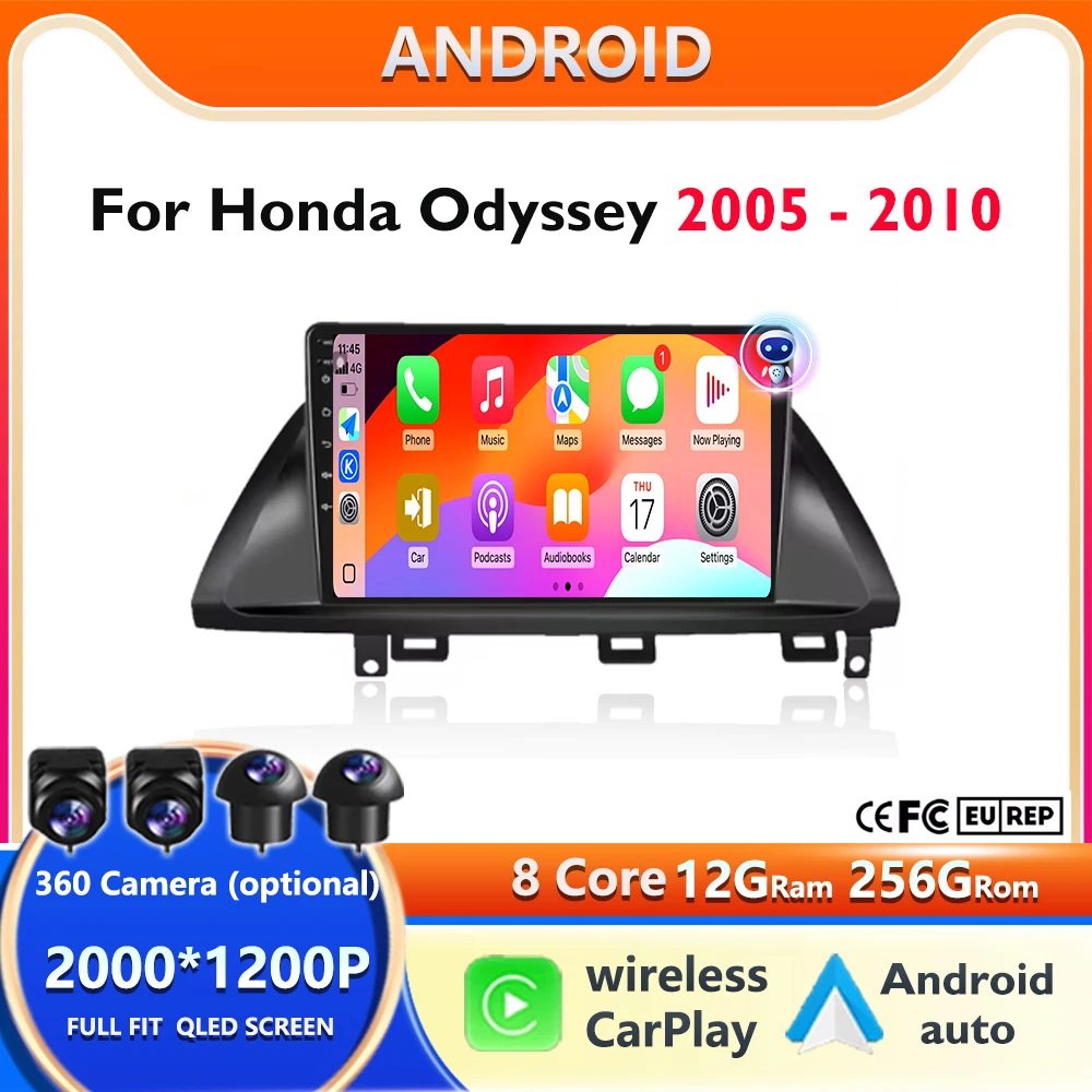 

10" Android OS For Honda Odyssey 2005 2006 - 2010 Car Radio Multimedia Player Navigation Stereo DSP Carplay 4G + WIFI 2K QLED