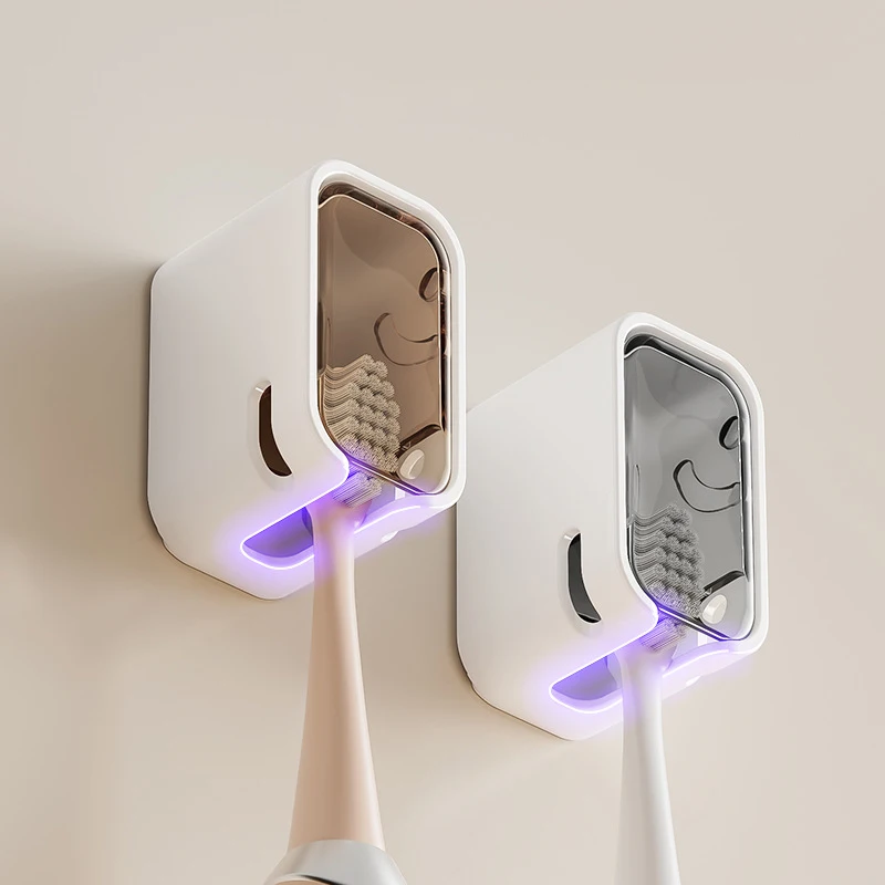

Toothbrush Holder Wall-mounted Punch-free Toothbrush Rack Dustproof Bathroom Electric Toothbrush Organizer