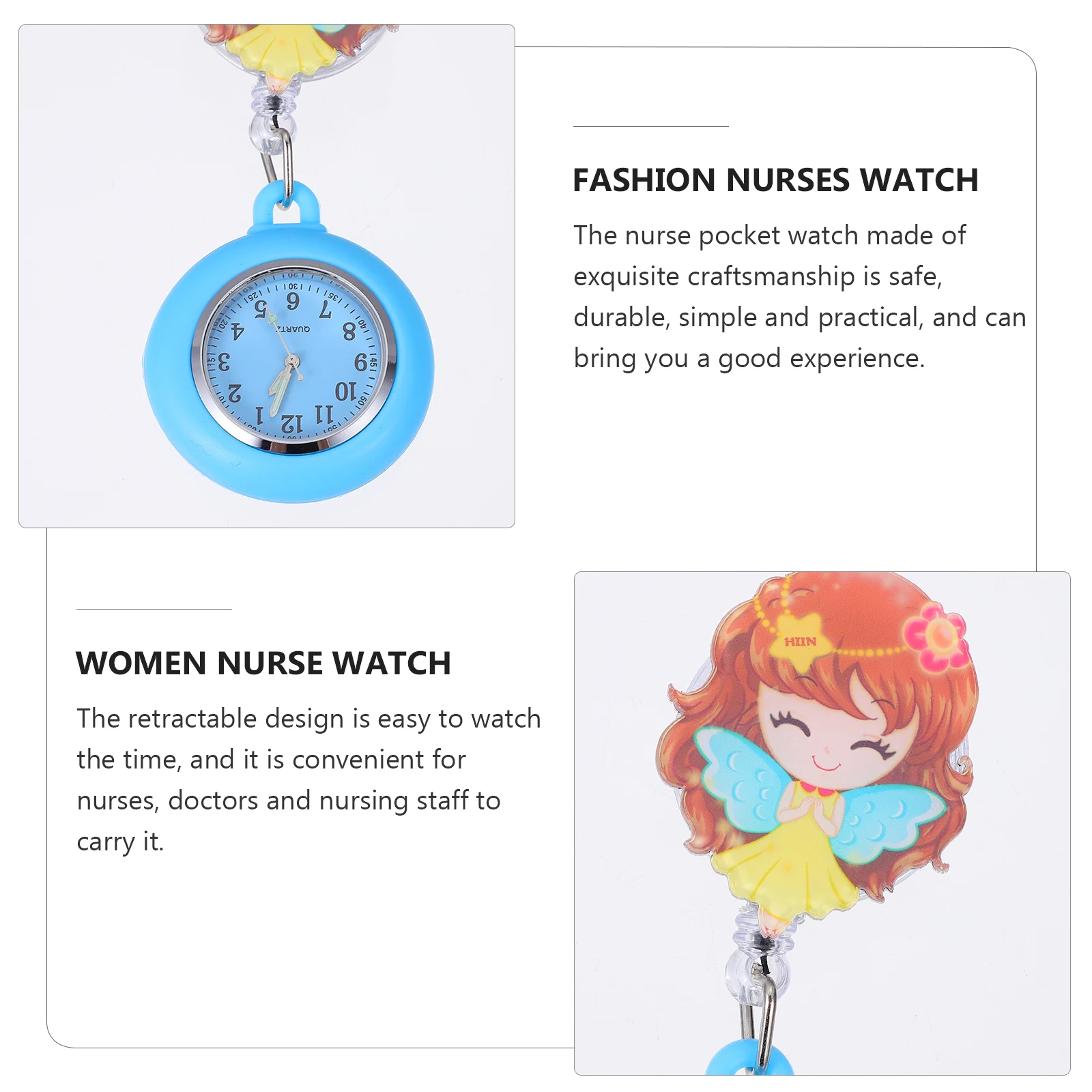 

Nurse Pocket Watch Quartz Alloy Clip on Dial Fashion Women Nurse Fob Watches Safe Durable Retractable Design Nurses Accessories