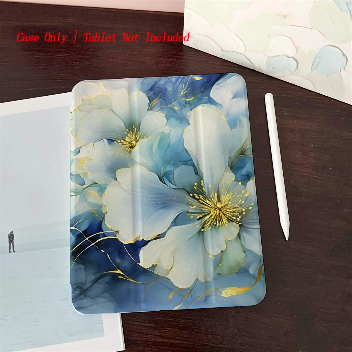 

Delicate Blue Floral Pattern Case for Multiple Apple iPad Models, Heavy Duty Anti-Drop Protective Shell