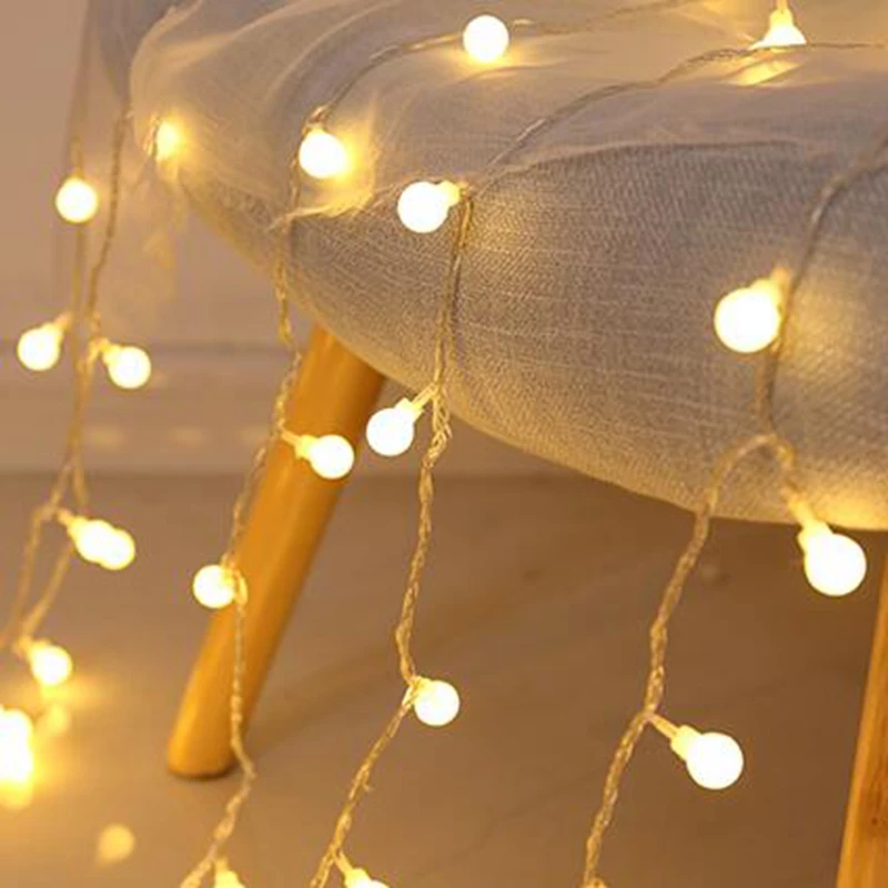 3M 6M Ball LED String Lights Outdoor impermeabile Ball Chain Lights USB/Battery Garland Lights Wedding Christmas Fairy Lights