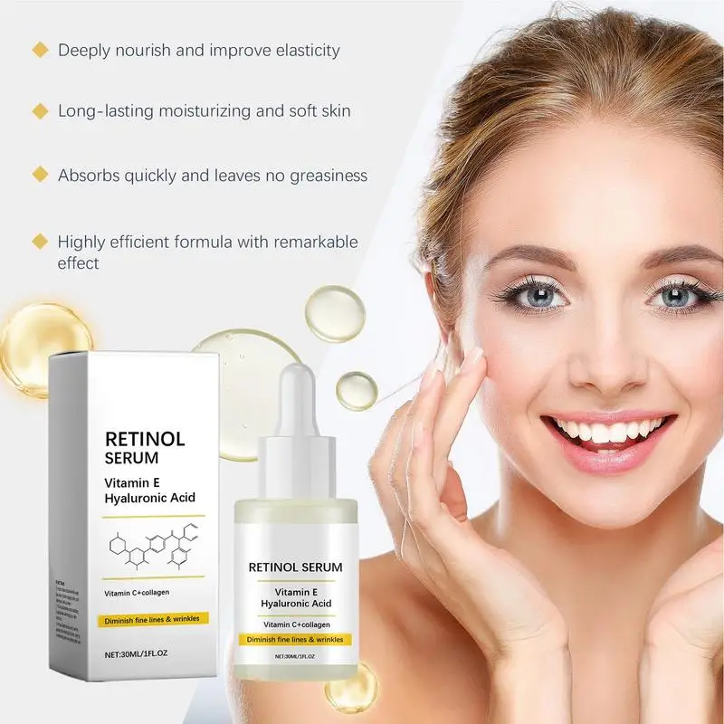 Retinol Gezicht Serum Diep Hydraterende Jongere Vervagen Fijne Lijn Lifting Verstevigende Reparatie Glad Draai Serum Hyaluronzuur Serum