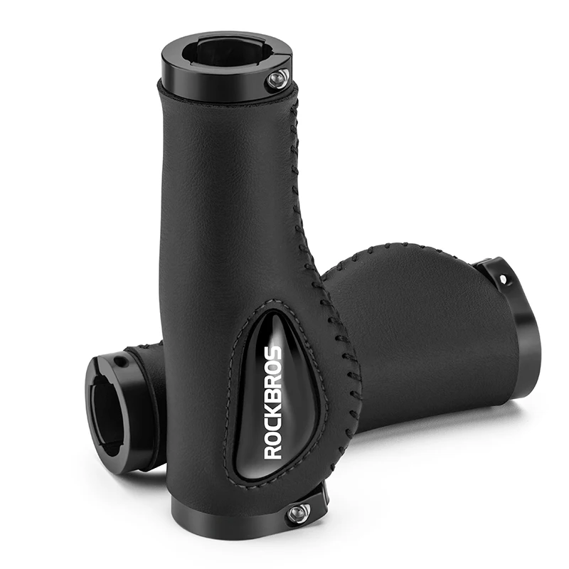 ROCKBROS Fahrradgriffe, stoßfest, weiches flüssiges Silikon, Fahrradlenkergriffe, beidseitig verriegelt, PU-Leder, MTB, Rennradgriffe