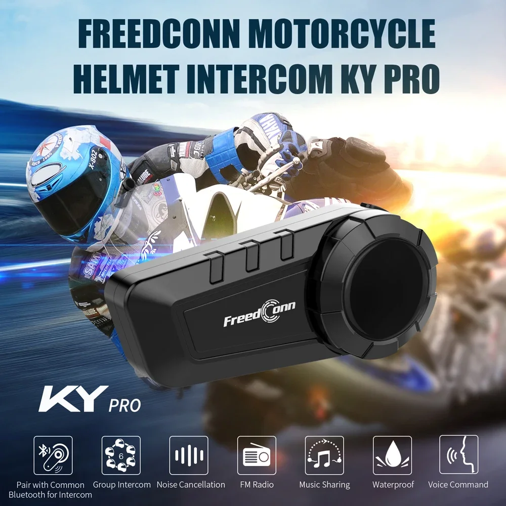 FreedconnMotorcycle Intercom Wireless Bluetooth Helmet Headset Motorbike 6 Riders 1000M Moto Group Waterproof Interphone image 2