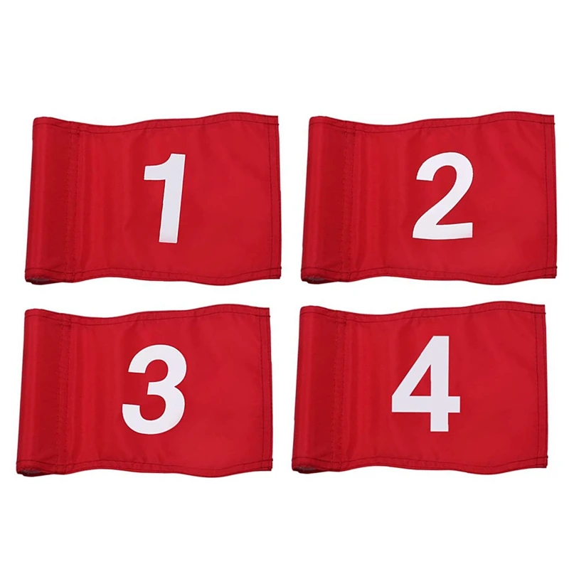 Numbered Golf Flag with Tube Inserted, All 8Inch L x 6Inch, Putting Green Flags for Yard, 420D Nylon Mini Pin