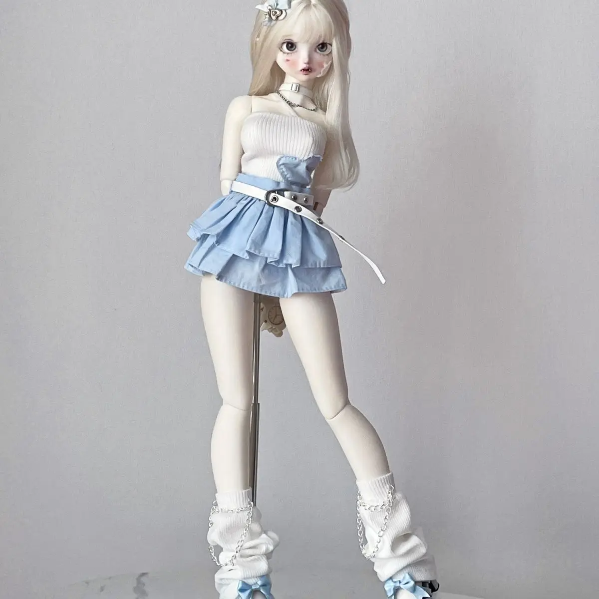 1/4 Doll's Clothes Suit for 45cm Bjd Doll Necklace+Top+Sleeve Cover+Short Skirt+Leg Cover Toys Dress Up Doll Accessories,No Doll