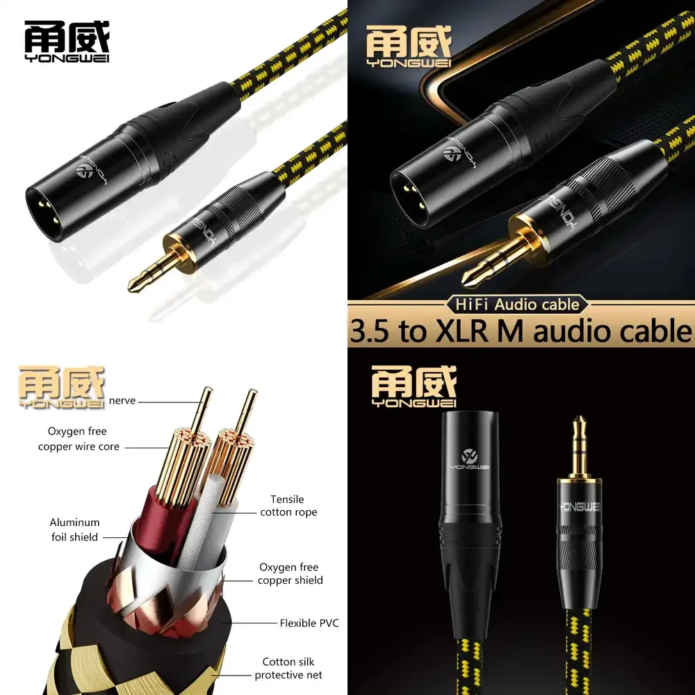 Cable de Audio Estéreo YONGWEI de 3.5mm Macho a XLR Macho, Cable Auxiliar de Cobre OFC para Mezcladora, Consola, Micrófono, Amplificador, Estudio