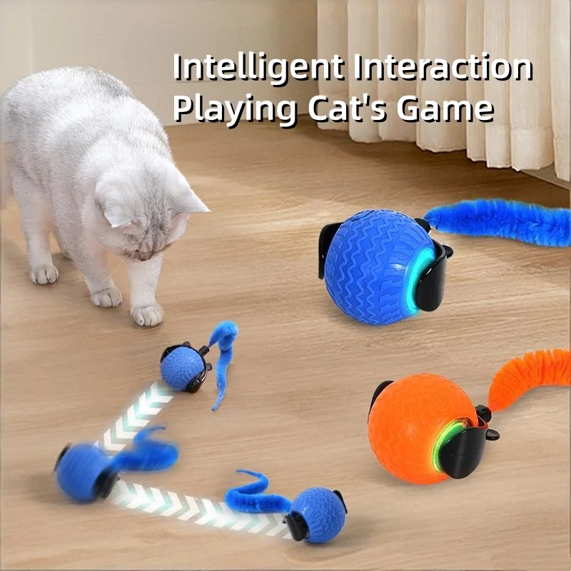 Intelligenter Haustierball mit Hinderniserkennung Automatisches Katzenspielzeug 360°-Katzenspielball °   Automatisches Rollendes Ballspielzeug mit Schwanz