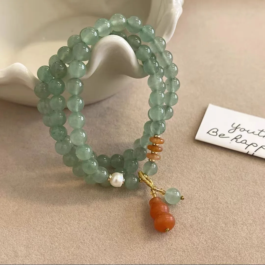 

New Chinese Style Jade Agate Gourd Hand Rope Multi-layer Stacked Beaded Women's New Light Luxury Exquisite Girlfriend Bracelet