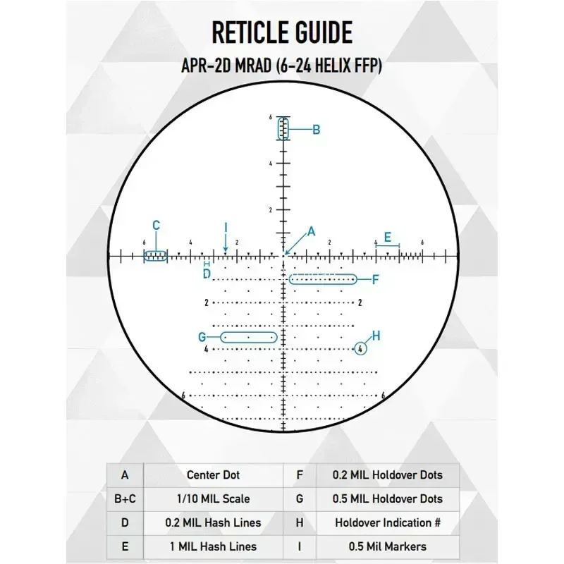 【الأصلي】نطاق بندقية البصريات HELIX 6-24x50 FFP الطائرة البؤرية الأولى، قفل Zerostop، APR-2D MRAD شبكاني #6