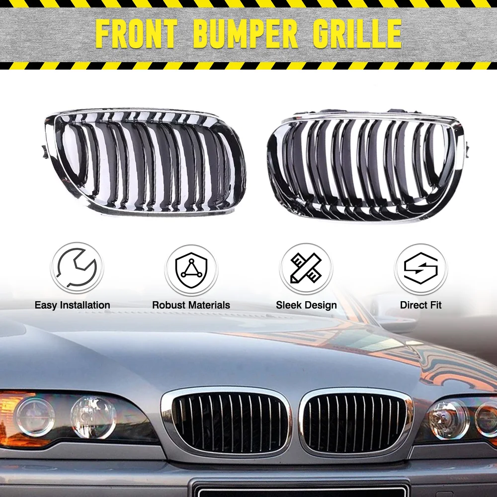 51137030545 511370305456 Car Front Bumper Kidney Grille for BMW 3 Series E46 4-door Facelift 2002-2006