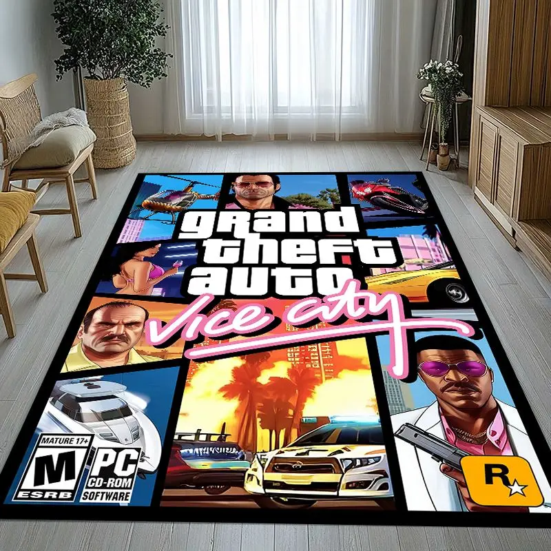 Vintage Game G-GTA San Andreas Area Rug,Soft Non-Slip Carpet Mat for Living Room Bedroom Playroom,Sofa Floor Rug,Home Decor Gift