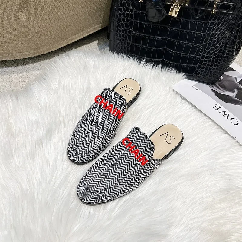 Baotou Half Slippers Women Summer Wear Muller Shoes 2023 New Flat Sandals