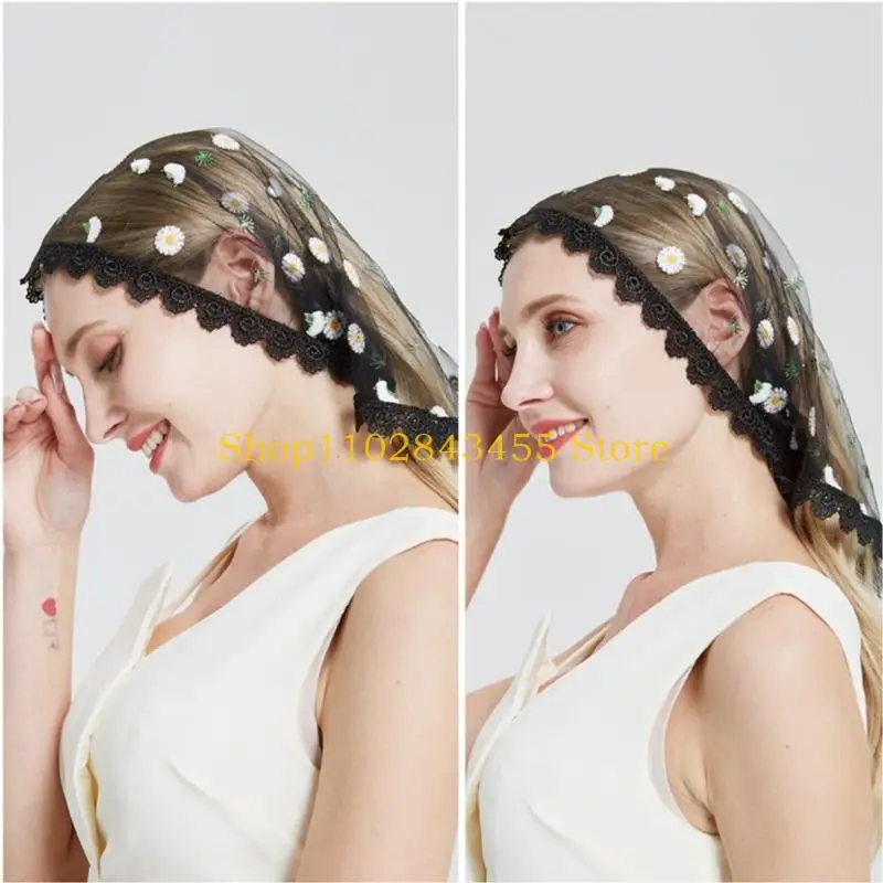 

49MC Lace Triangle Scarf Summer Hijab Mantilla Veil Catholic Church Veil Lace Scarf