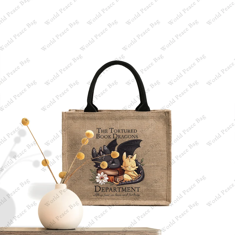 1 pc The Tortured Book Dragons Dept  pattern Shopping large Personalized Canvas Beach Bag Monogrammed Gift Tote Bag