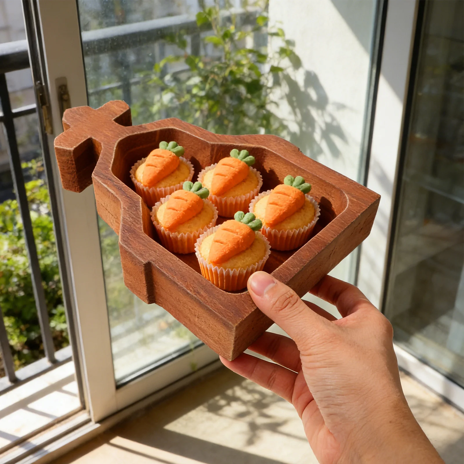 

Wooden Church Shaped Serving Tray Handcrafted Smooth Surface Decorative Bowl Easter Charcuterie Board Fruit Snacks Plate