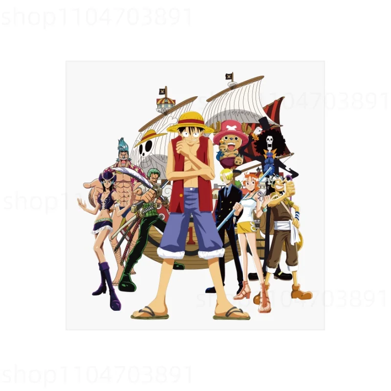 One Pieces Heat Transfer Sticker Anime Figures Luffy Zoro DIY Iron on Stickers Clothes Tshirt Pant Hoodie Bags Decor Applique view 2