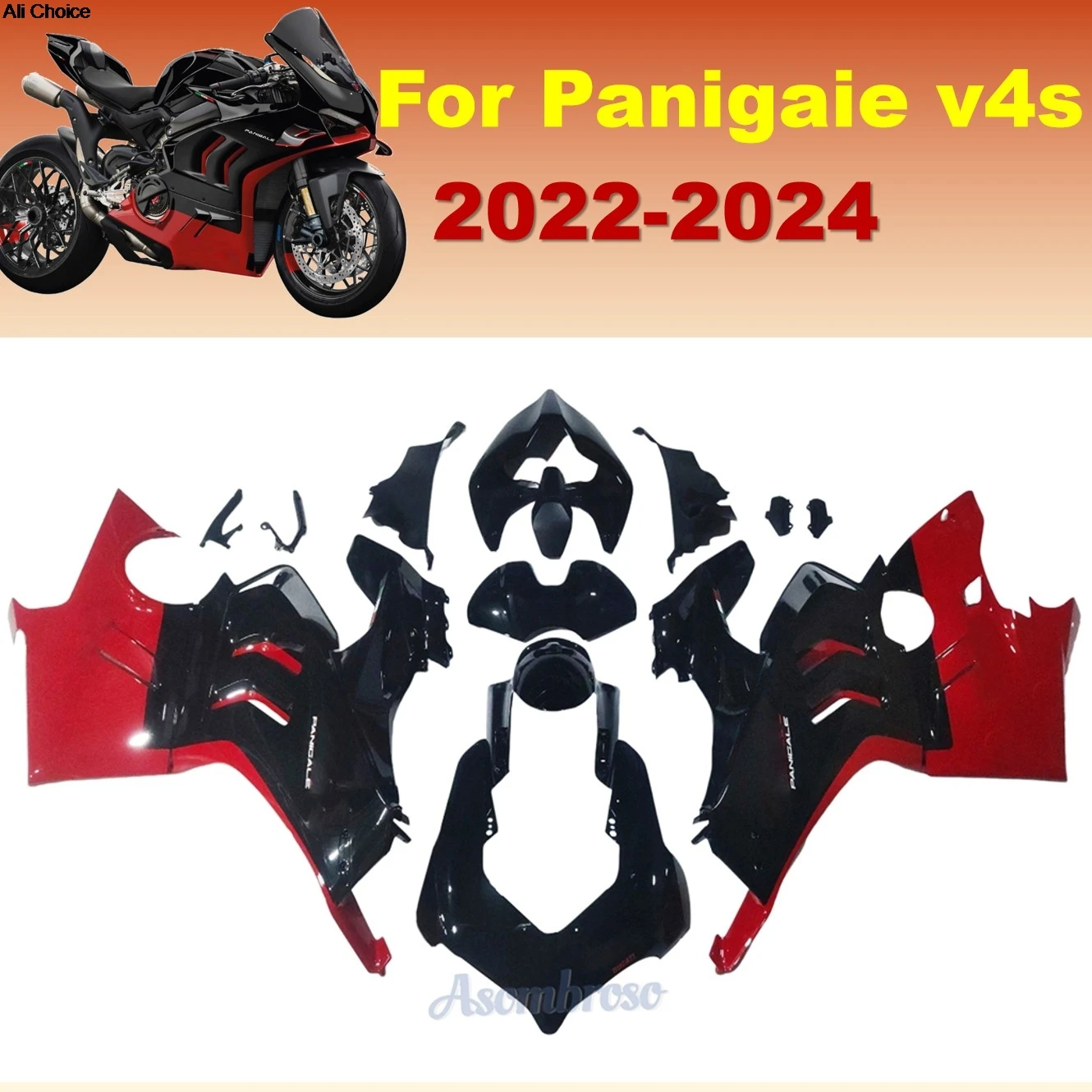 

Full Fairings kits Fit For Ducati Panigale v4 v4s 2022 2023 2024 V4R SP Black Red Motorcycle Injection Bodywork