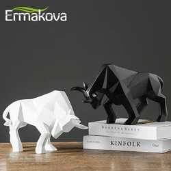 ERMAKOVA-Statue de taureau géométrique en résine, sculpture de bison, figurine animale abstraite, décoration de chambre, de bureau, de maison, cadeau