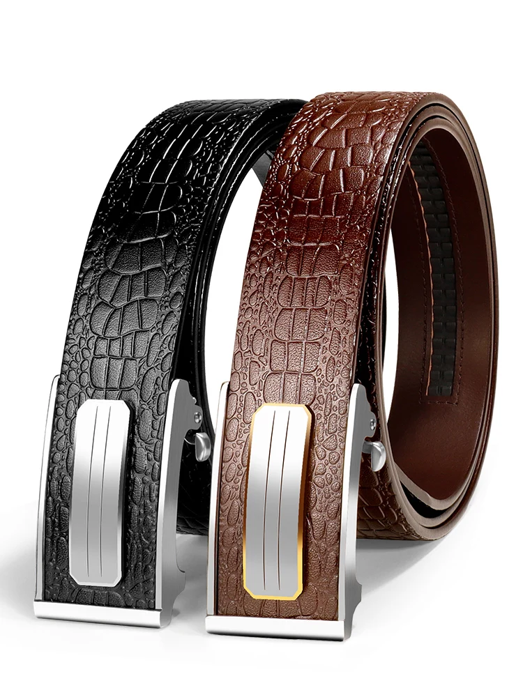 Cowhide tungsten steel automatic inner buckle Belt fastener Fashion casual youth Belts for women Mens belts luxury