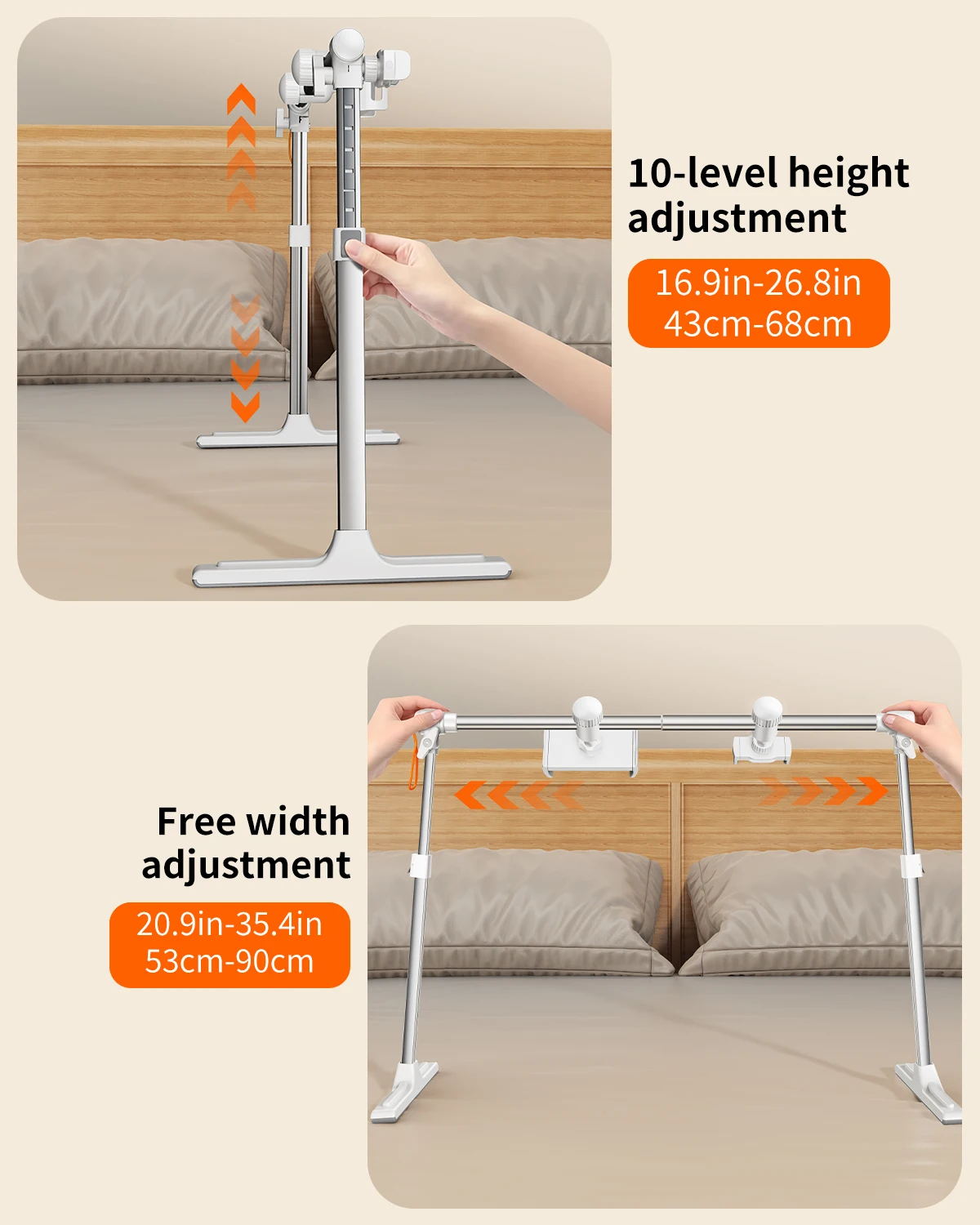 Eary Foldable Tablet Stand Phone Holder for Bed Rack Height Multi-Angle Adjustable Bracket for iPhone Samsung iPad for 4.7-12.9" view 5